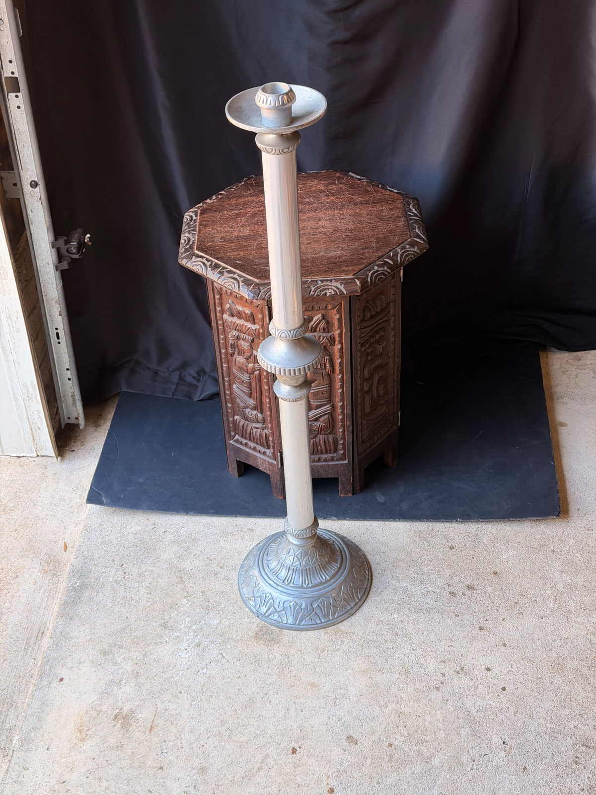 Vintage Cast Aluminum Church Altar Floor Candlestick Pattern No 26 41" Tall