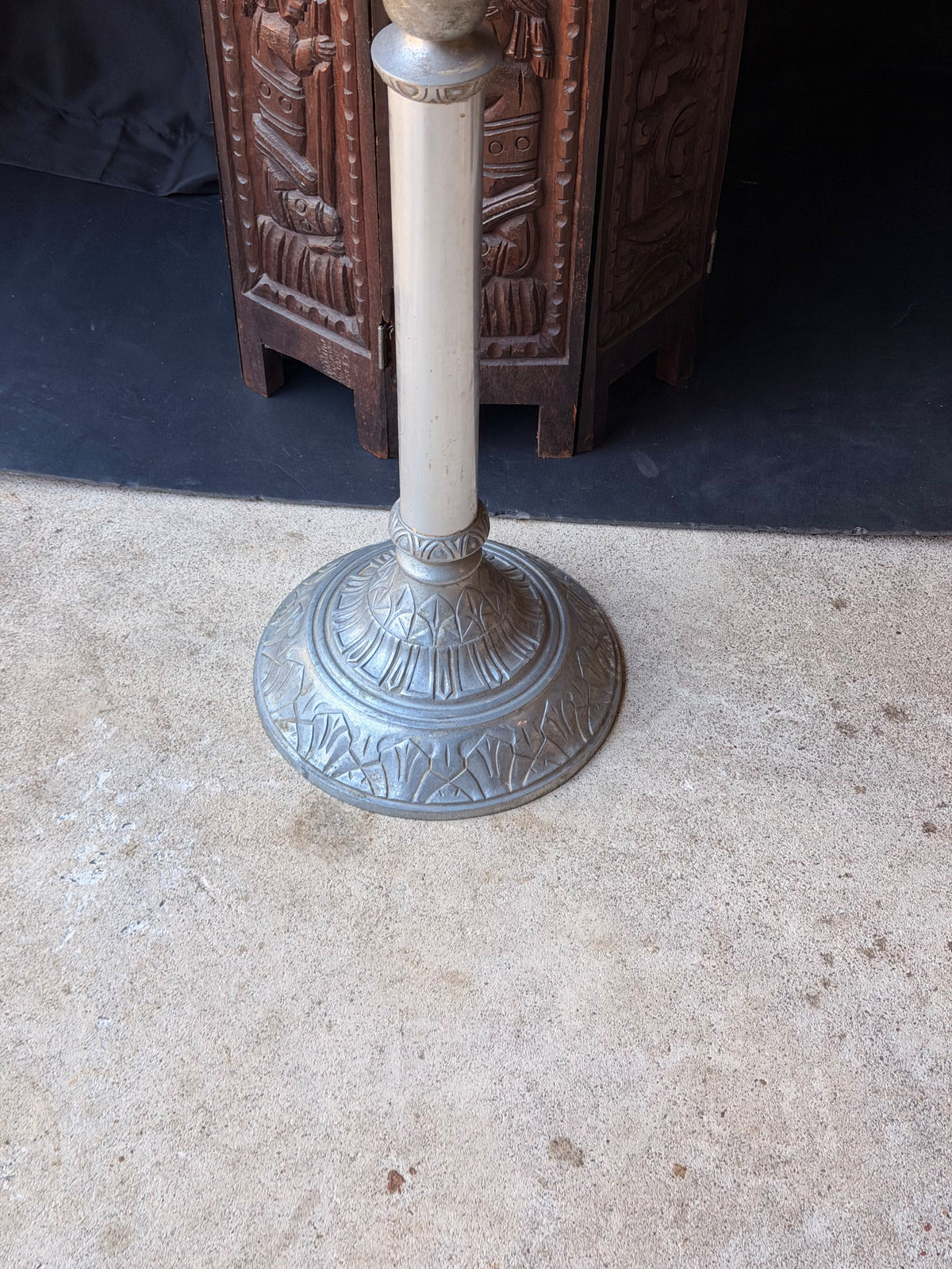 Vintage Cast Aluminum Church Altar Floor Candlestick Pattern No 26 41" Tall
