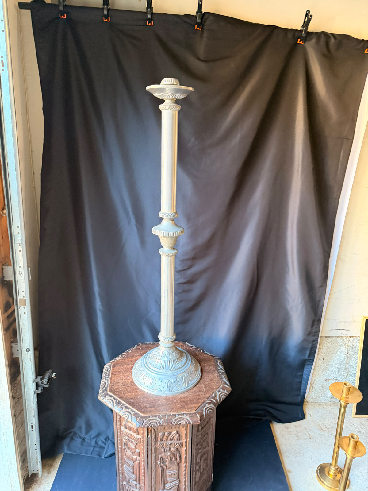 Vintage Cast Aluminum Church Altar Floor Candlestick Pattern No 26 41" Tall
