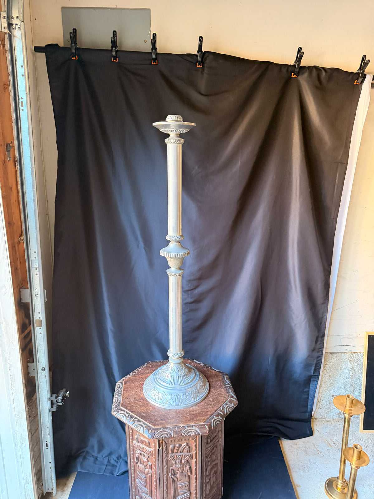 Vintage Cast Aluminum Church Altar Floor Candlestick Pattern No 26 41" Tall