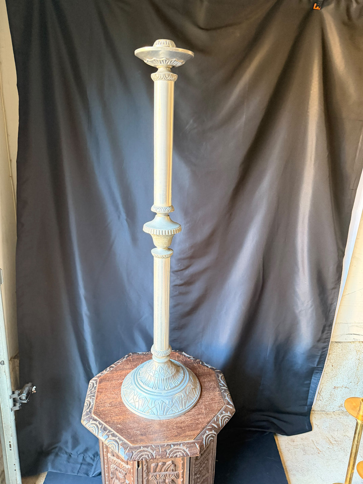 Vintage Cast Aluminum Church Altar Floor Candlestick Pattern No 26 41" Tall