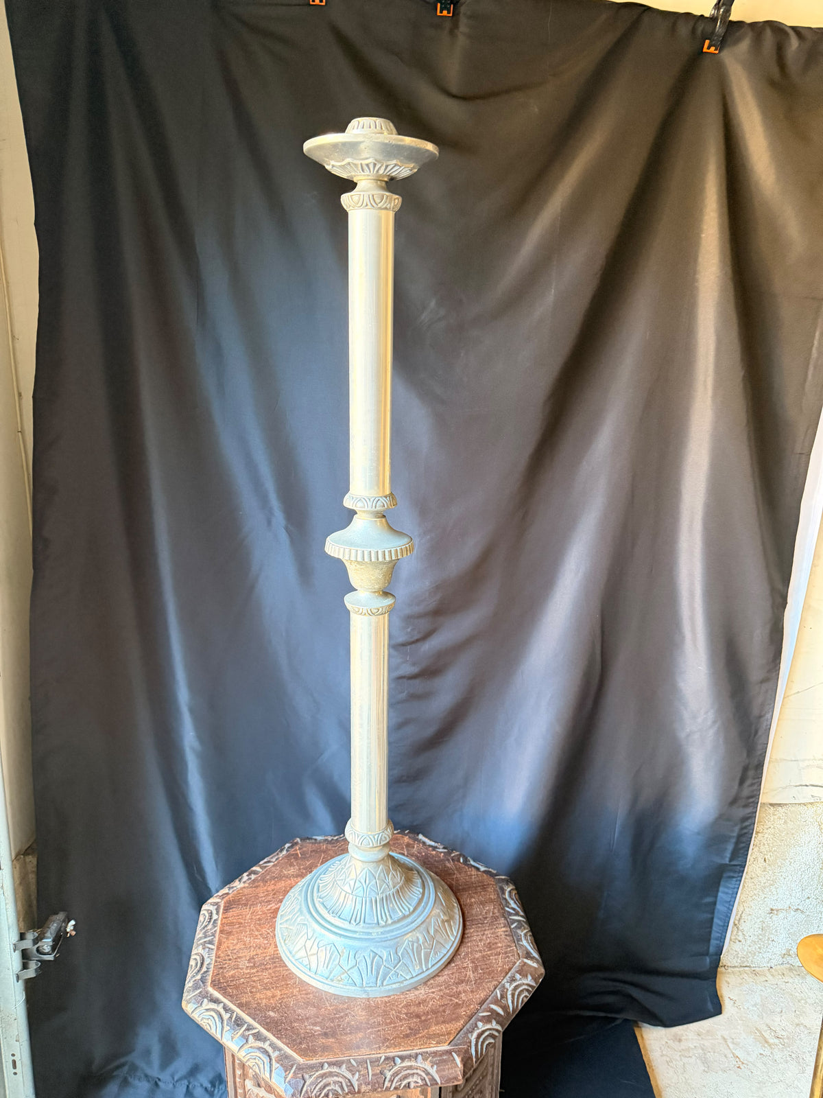 Vintage Cast Aluminum Church Altar Floor Candlestick Pattern No 26 41" Tall