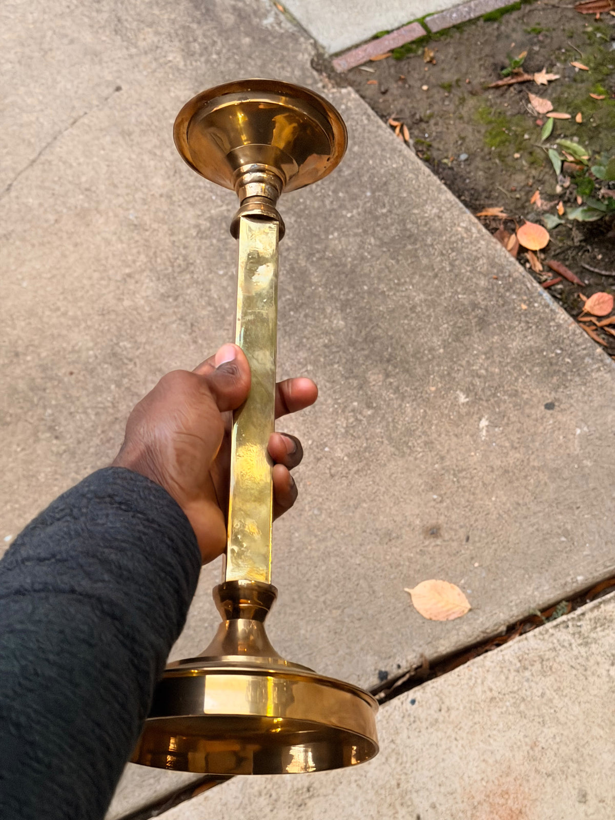 Vintage Brass Candlesticks Set of 3 Graduated Square Column 16 15 14 Inch