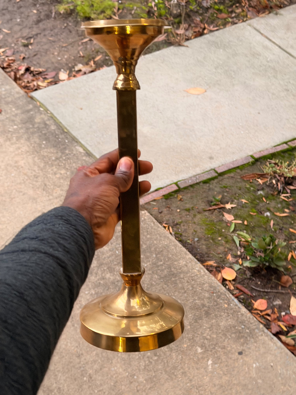 Vintage Brass Candlesticks Set of 3 Graduated Square Column 16 15 14 Inch