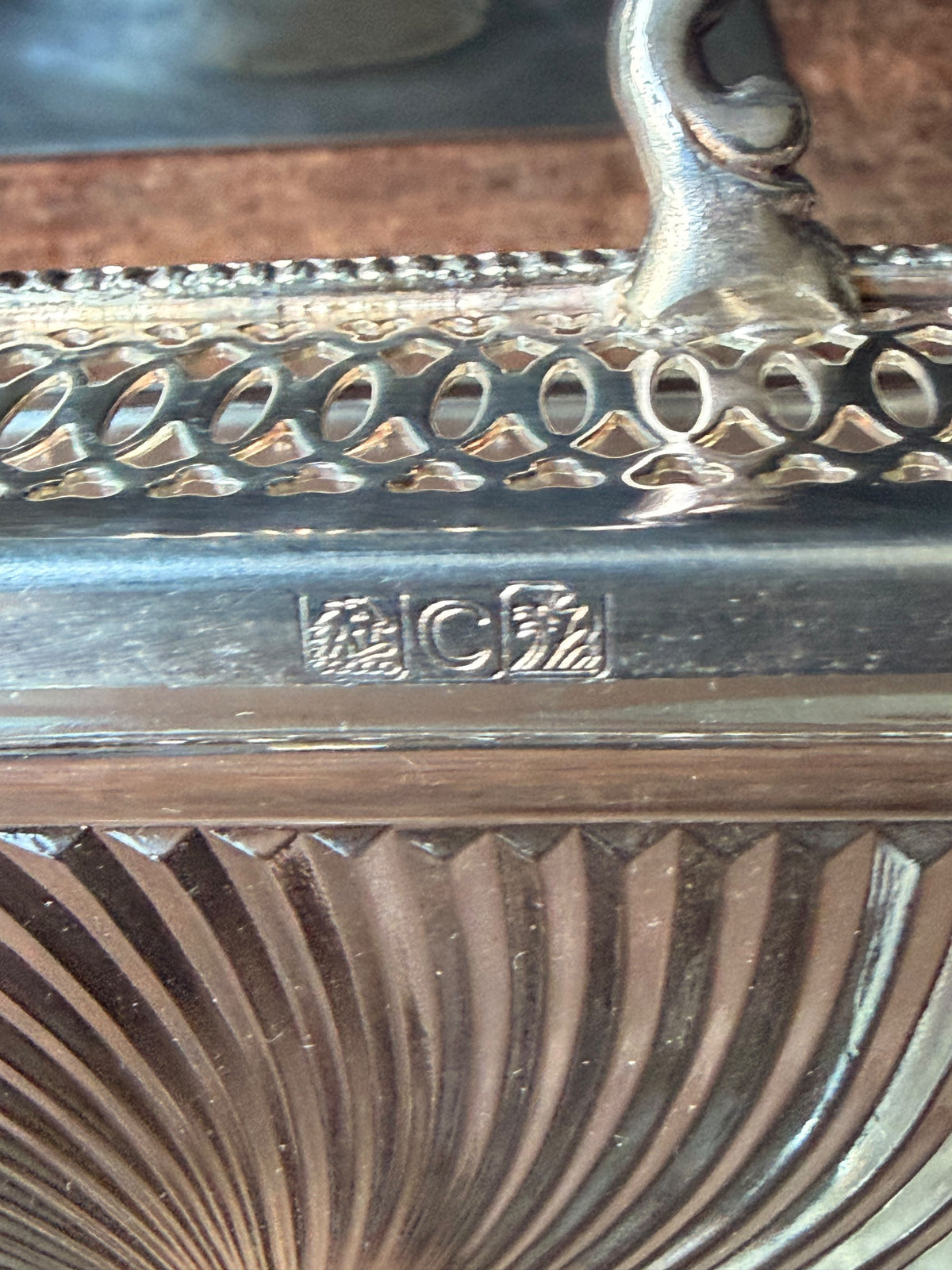 Vintage Silverplate Pierced Covered Divided Relish Dish Grape Finial Glass 9"
