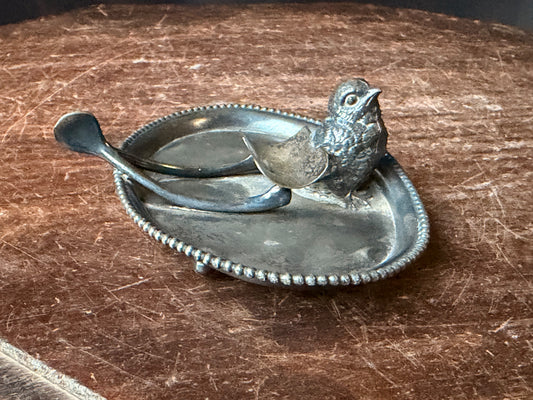Antique Forbes Silver Co Quadruple Silverplate Bird Wishbone Cigar Rest Tray 5 In