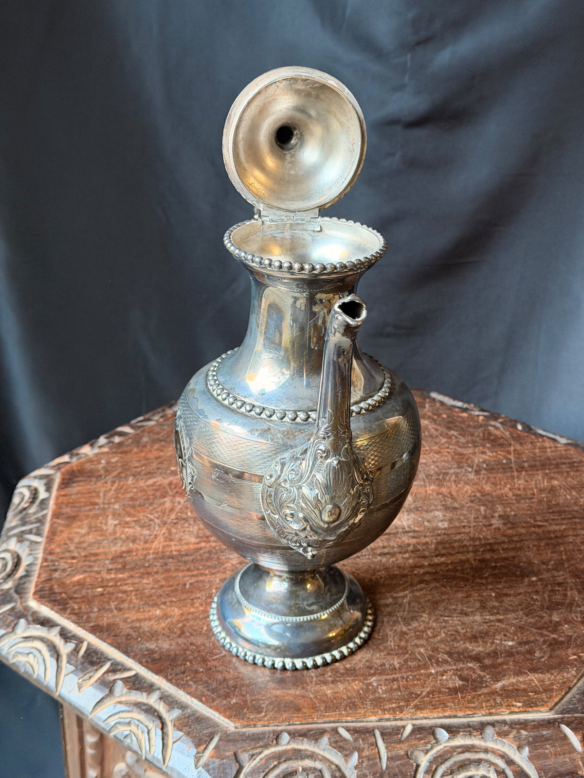 Antique Rogers Smith & Co Hartford Silverplate Coffee Pot No 1835 Engraved 12.5"