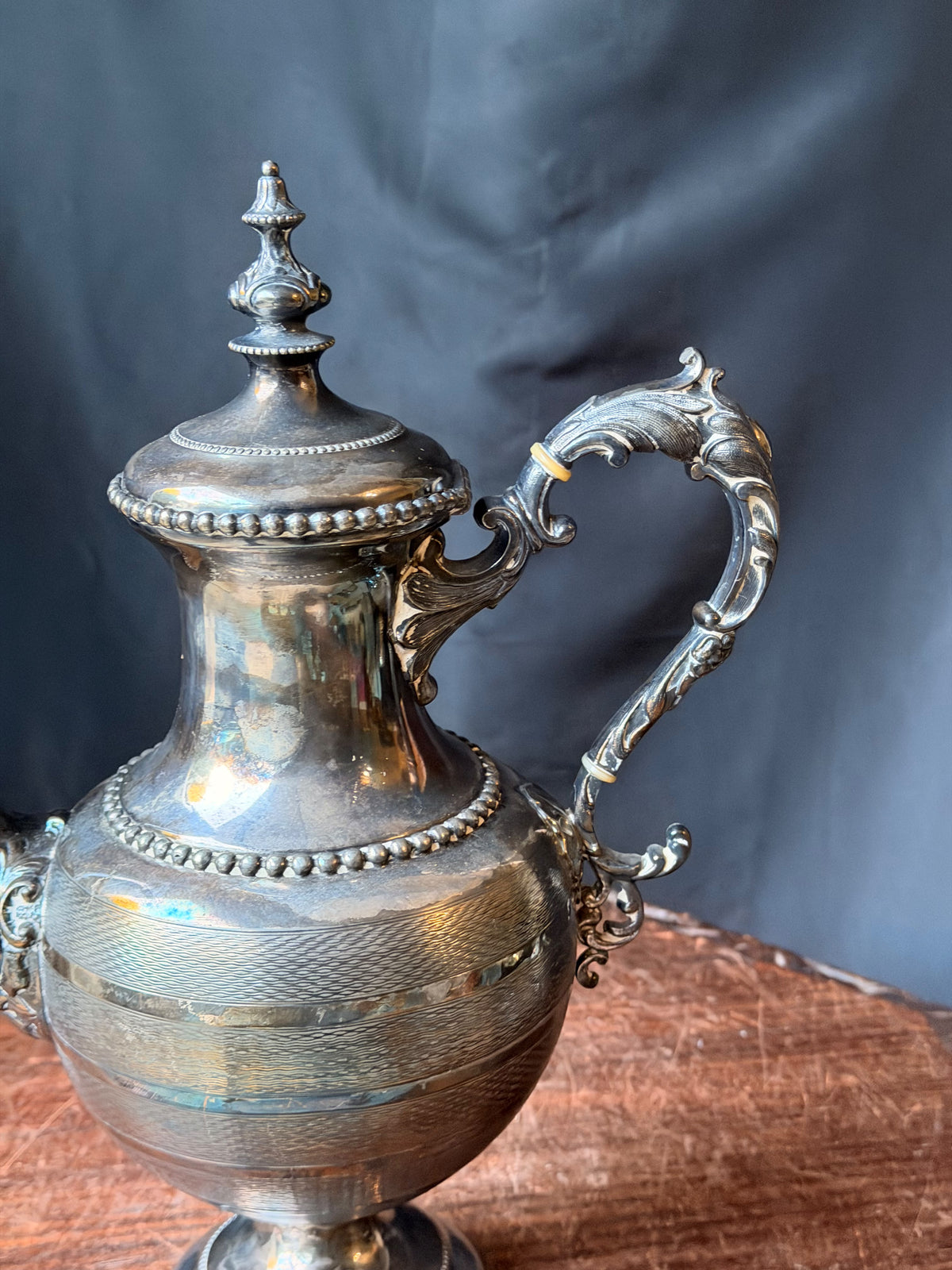 Antique Rogers Smith & Co Hartford Silverplate Coffee Pot No 1835 Engraved 12.5"