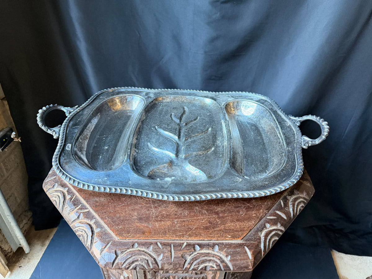 Vintage Portsmouth Silverplate Tree & Well Meat Carving Platter Handles 22"