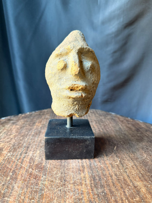 Akan Terracotta Memorial Head on Stand Ghana Ex Barnes 5.5in - Age Untested