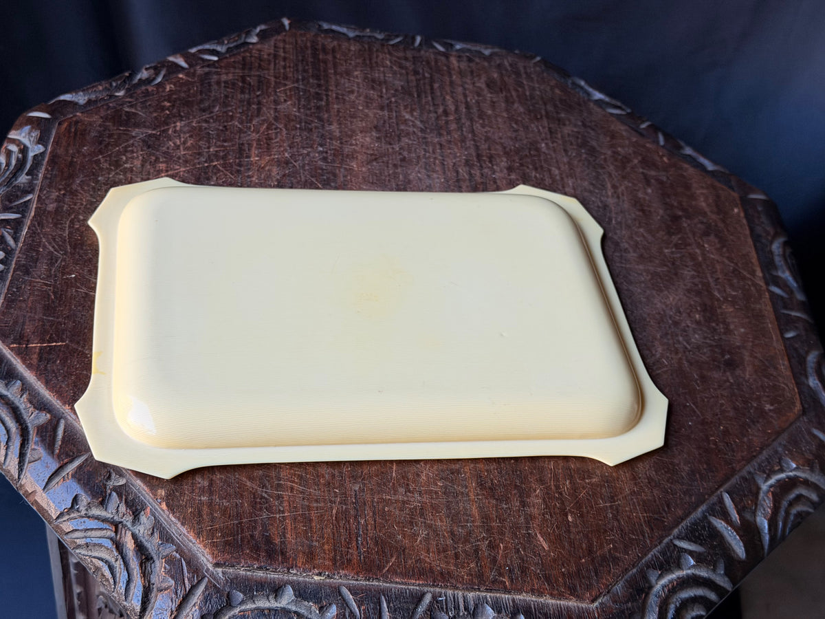 Antique Art Deco French Ivory Celluloid Vanity Dresser Tray Ivory Cathedral 11x8