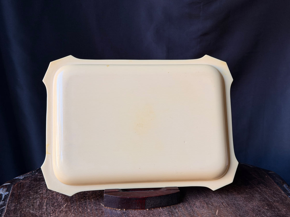 Antique Art Deco French Ivory Celluloid Vanity Dresser Tray Ivory Cathedral 11x8