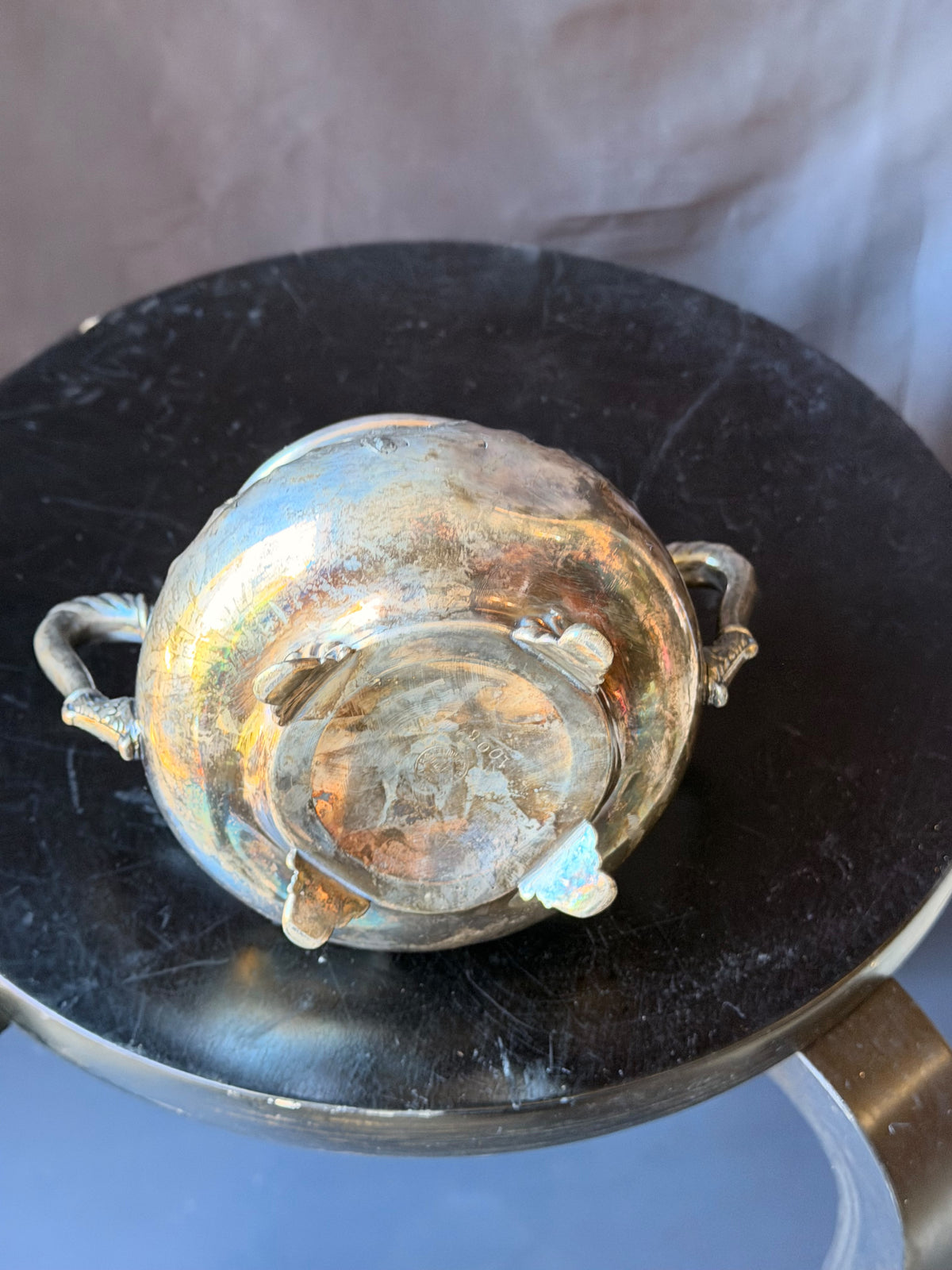 Antique Victorian Barbour Silver Co Quadruple Plate Footed Sugar Bowl 1006