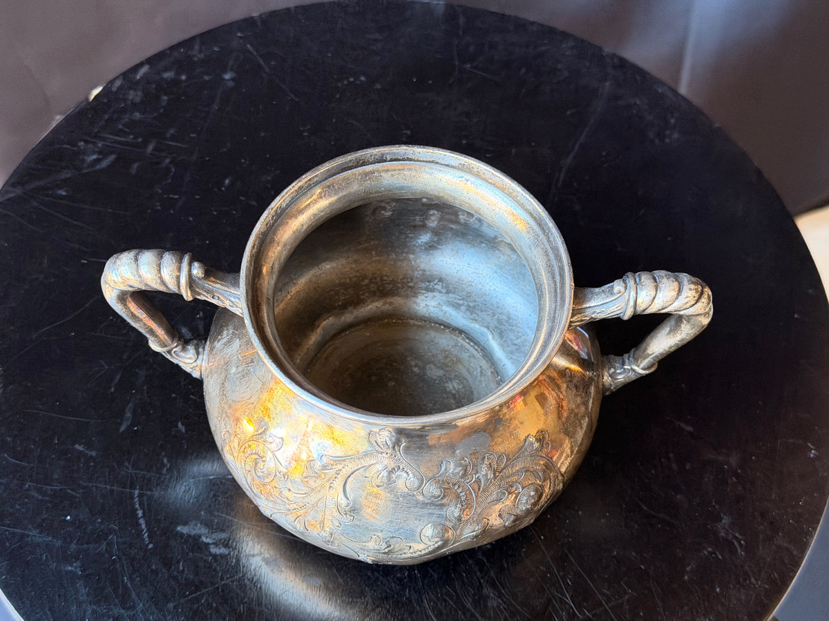 Antique Victorian Barbour Silver Co Quadruple Plate Footed Sugar Bowl 1006