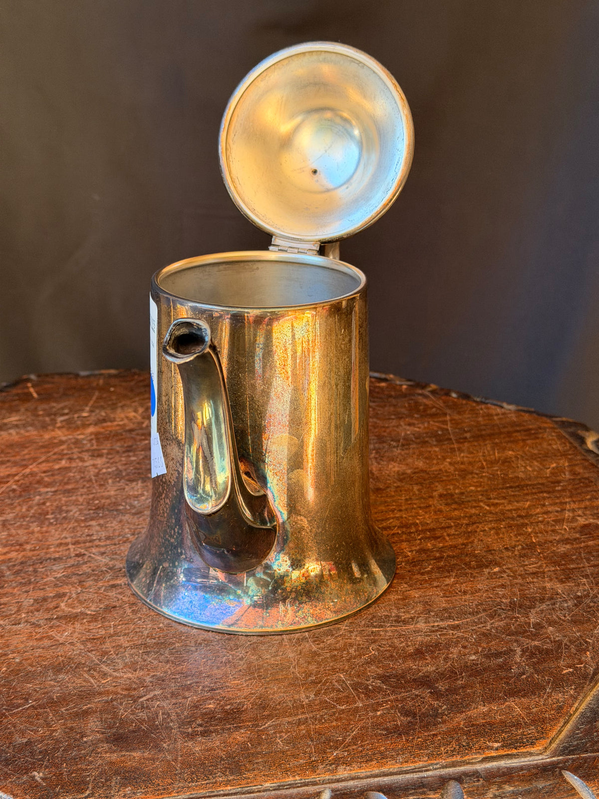 Vintage E.P.C. Lynn Silver Plate Coffee Pot Hinged Lid Pinecone Finial 8.4in