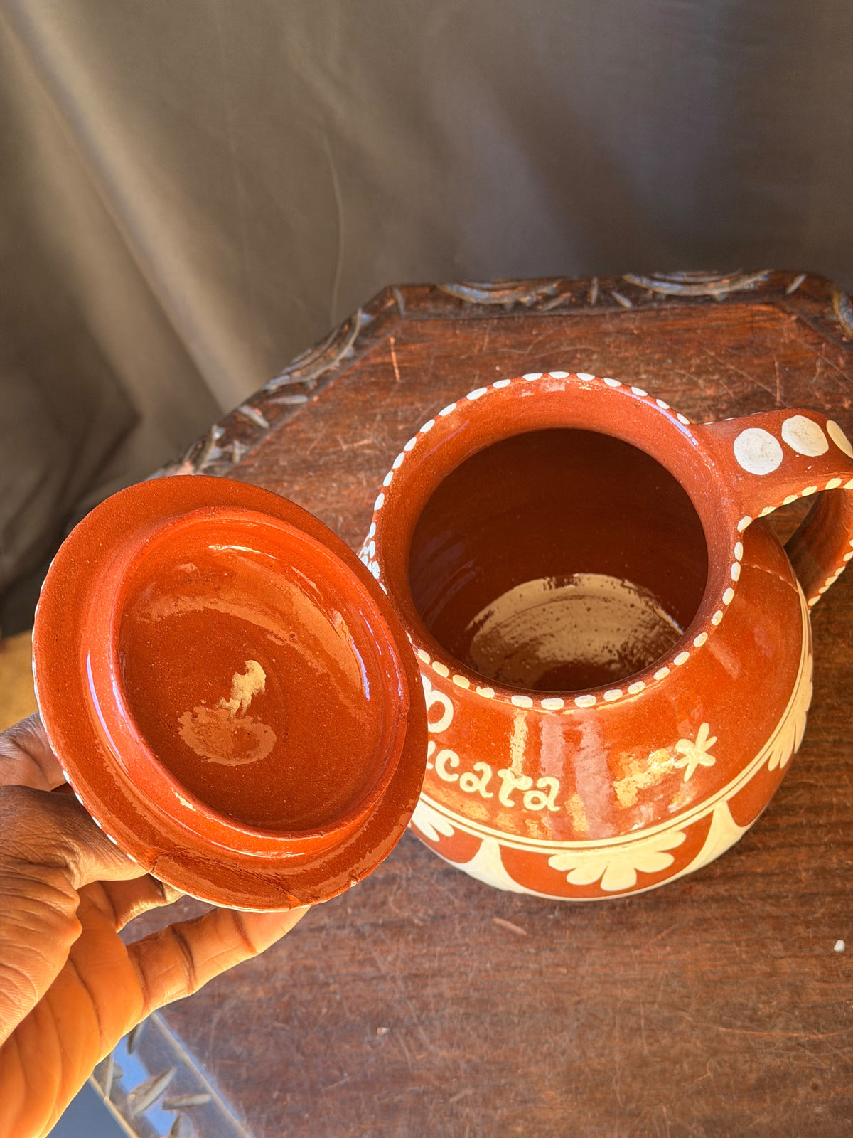 Vintage Portuguese Terracotta Pucara Pot Cruz da Legua Frango na Pucara 8" - view 5