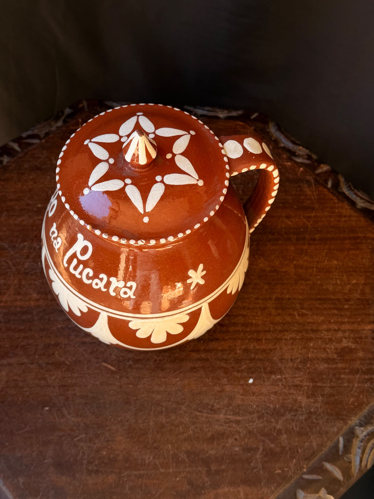 Vintage Portuguese Terracotta Pucara Pot Cruz da Legua Frango na Pucara 8" - view 8