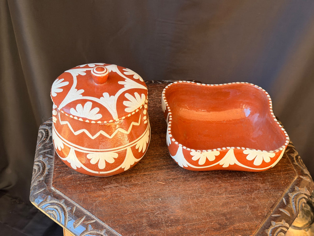 Vintage Portuguese Terracotta Caldeirada Stew Pot & Bowl Cruz da Legua 7" - view 3