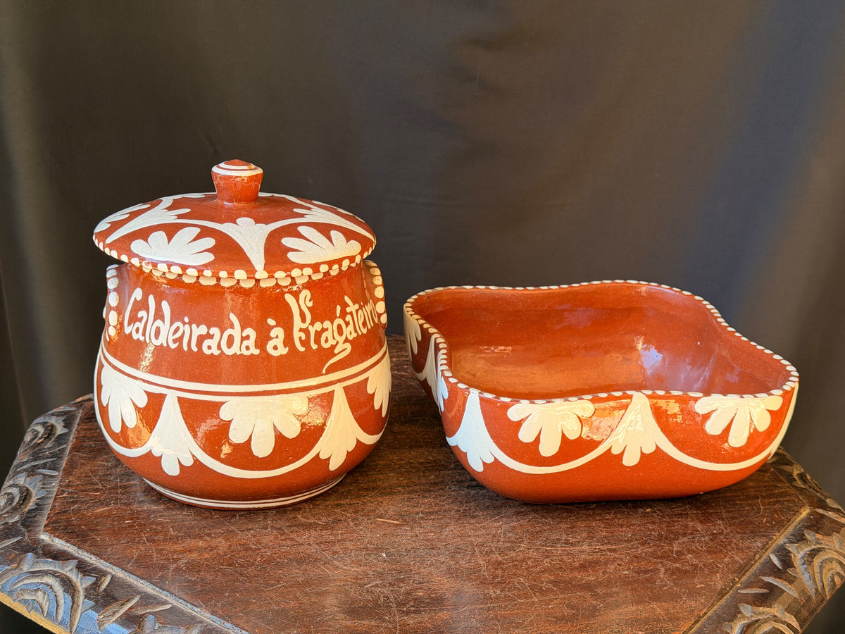 Vintage Portuguese Terracotta Caldeirada Stew Pot & Bowl Cruz da Legua 7" - view 7