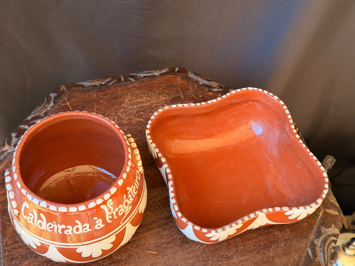 Vintage Portuguese Terracotta Caldeirada Stew Pot & Bowl Cruz da Legua 7" - view 8