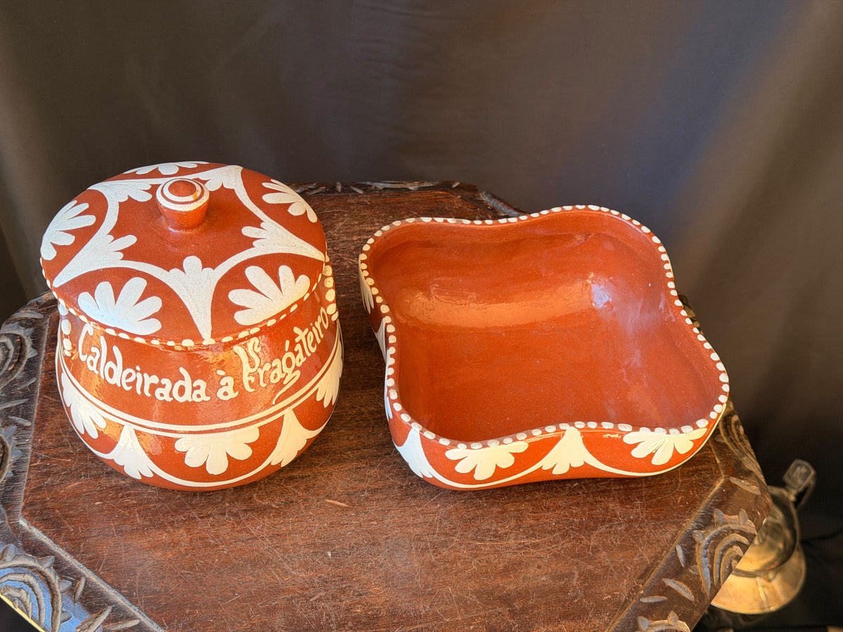Vintage Portuguese Terracotta Caldeirada Stew Pot & Bowl Cruz da Legua 7" - view 9