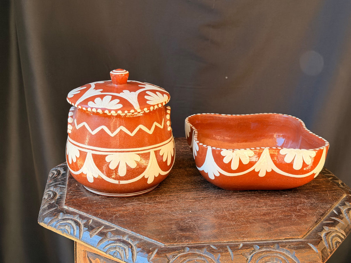 Vintage Portuguese Terracotta Caldeirada Stew Pot & Bowl Cruz da Legua 7" - view 10