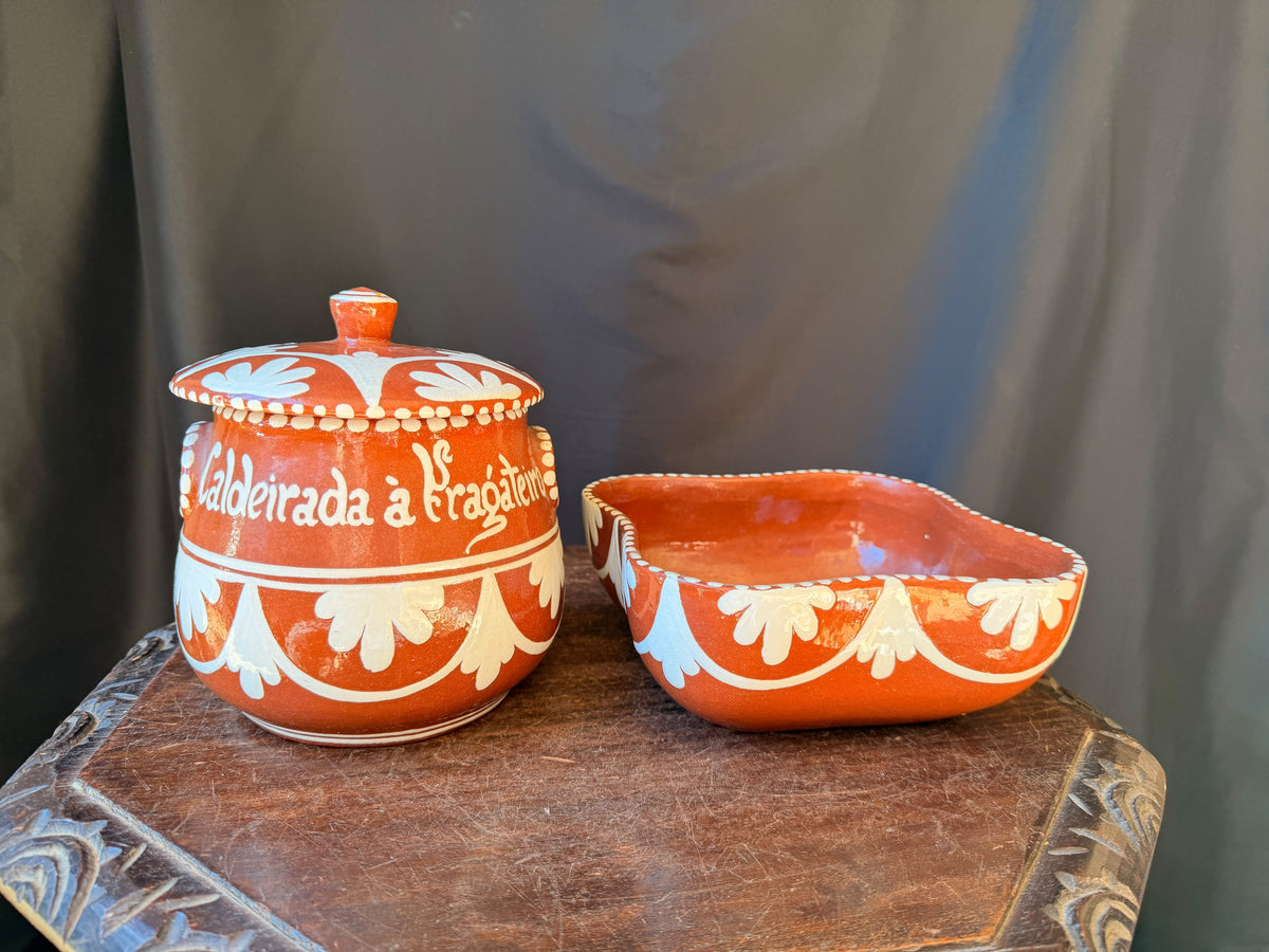 Vintage Portuguese Terracotta Caldeirada Stew Pot & Bowl Cruz da Legua 7" - view 13