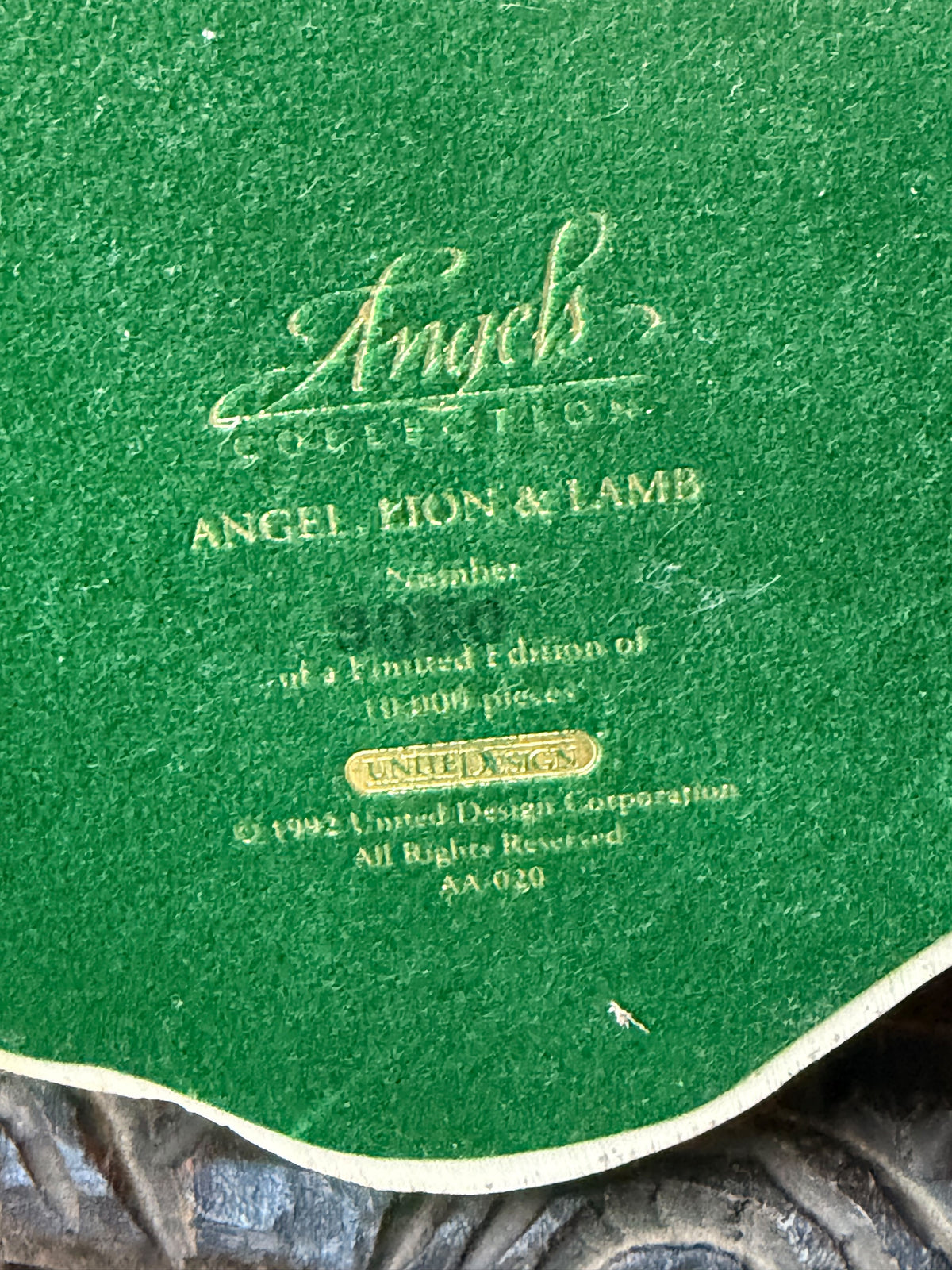 Vintage 1992 United Design Angel Lion & Lamb Figurine AA-020 Limited Edition 12"