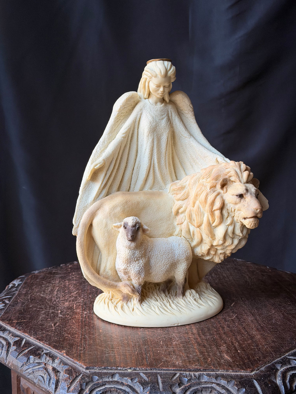 Vintage 1992 United Design Angel Lion & Lamb Figurine AA-020 Limited Edition 12"