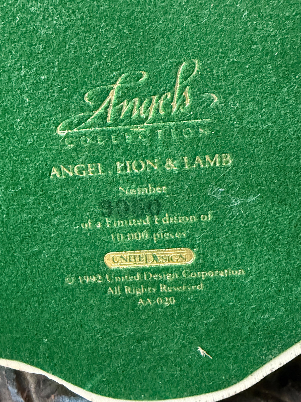 Vintage 1992 United Design Angel Lion & Lamb Figurine AA-020 Limited Edition 12"