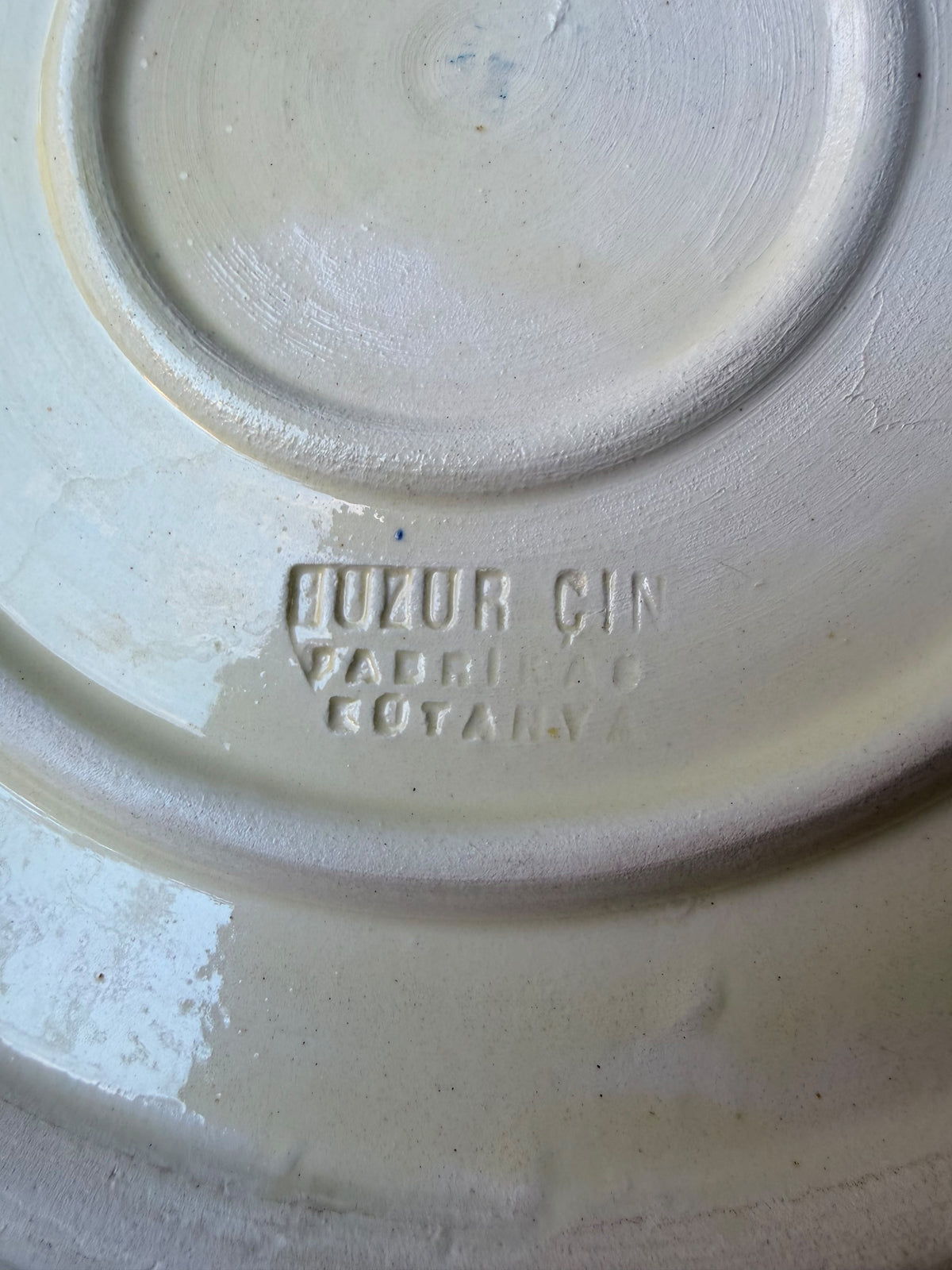 Vintage Turkish Kutahya Pottery Islamic Calligraphy Charger Plate w/ Stand 12.5"