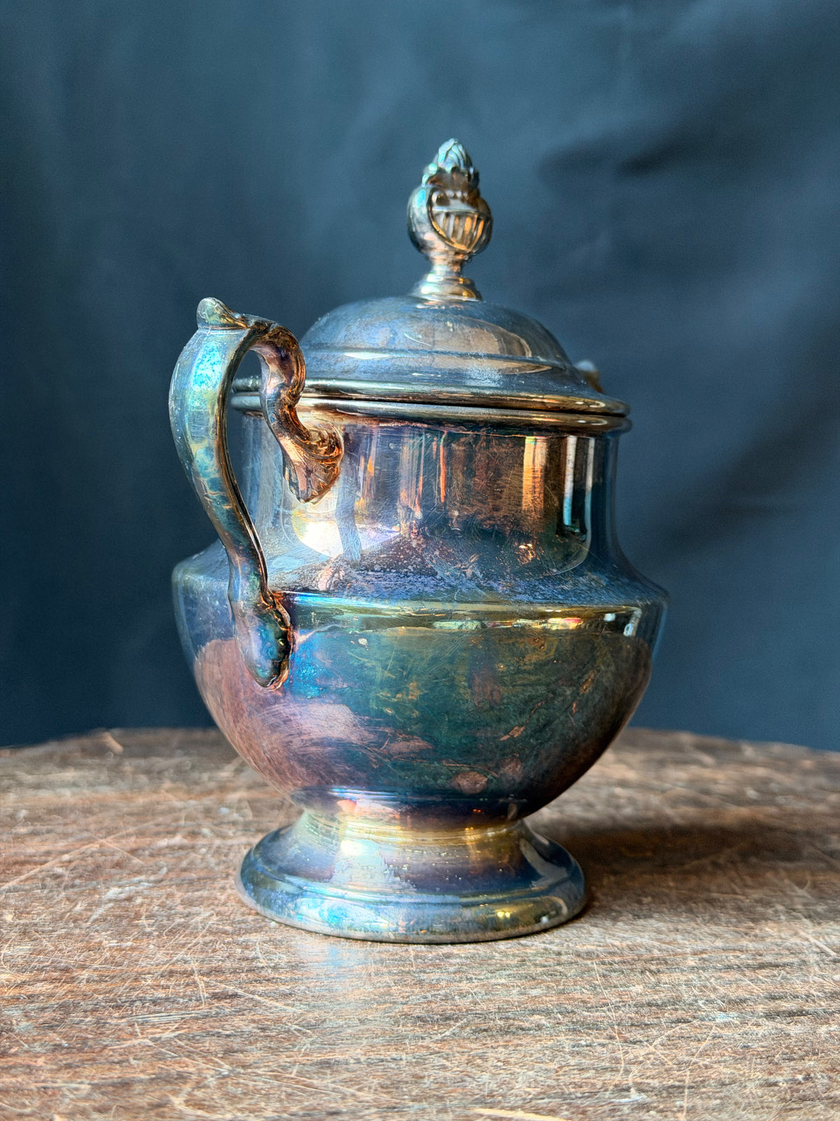 Vintage Poole Silverplate Covered Sugar Bowl Urn EPCA 1030 Pedestal with Lid 6"