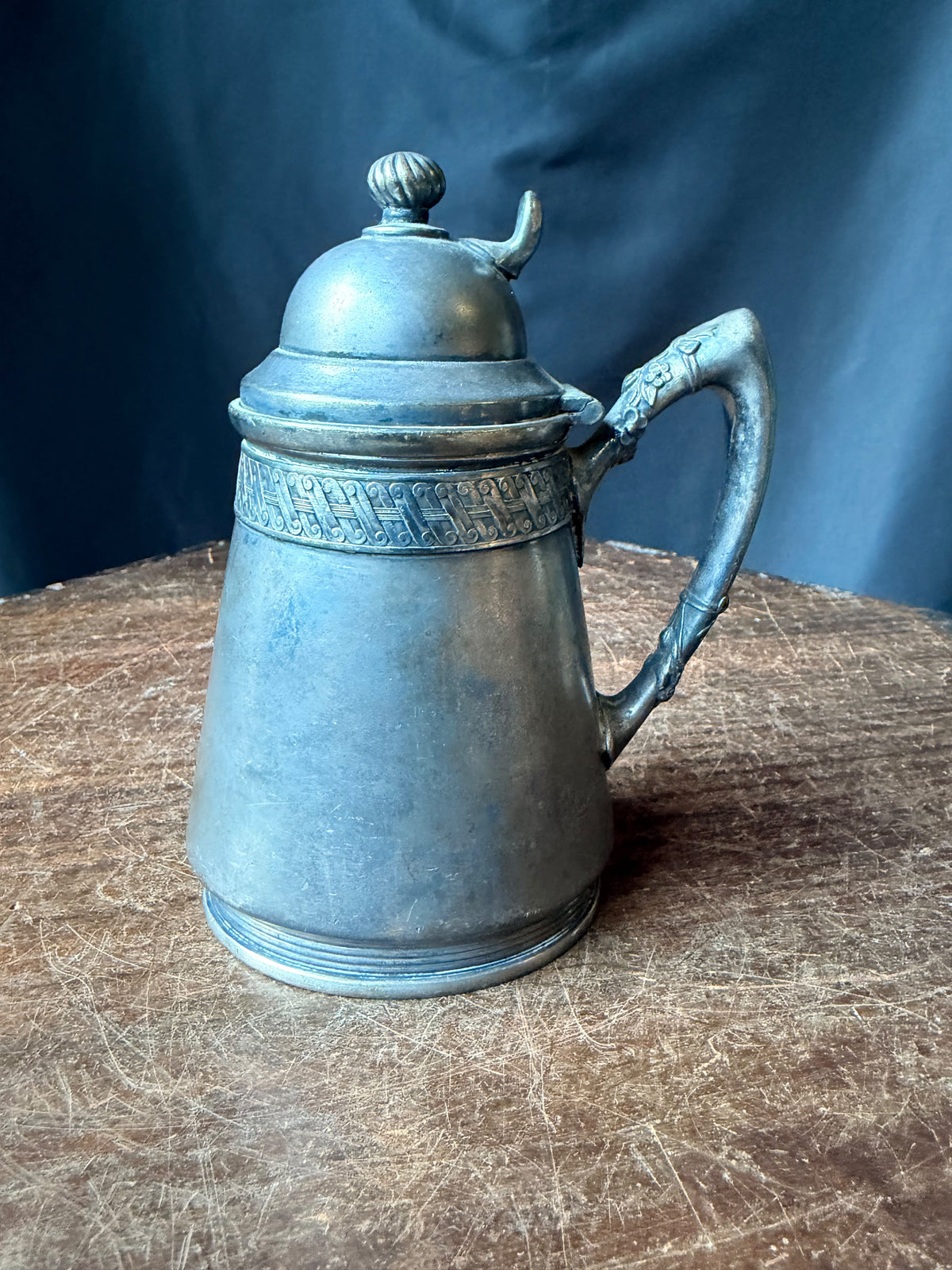 Antique Reed & Barton Silverplate Syrup Pitcher Hinged Lid 3241 Victorian 6 in