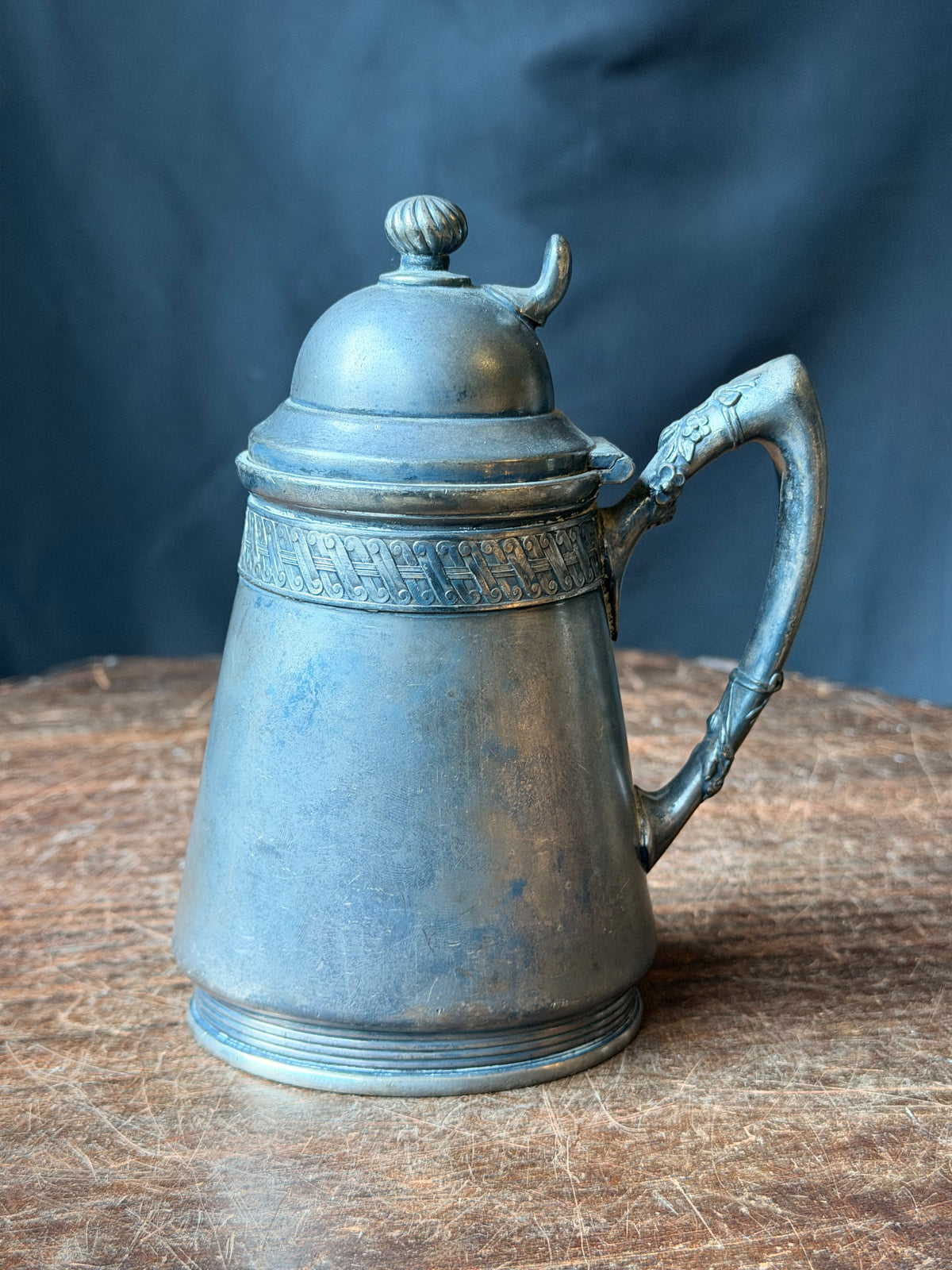 Antique Reed & Barton Silverplate Syrup Pitcher Hinged Lid 3241 Victorian 6 in