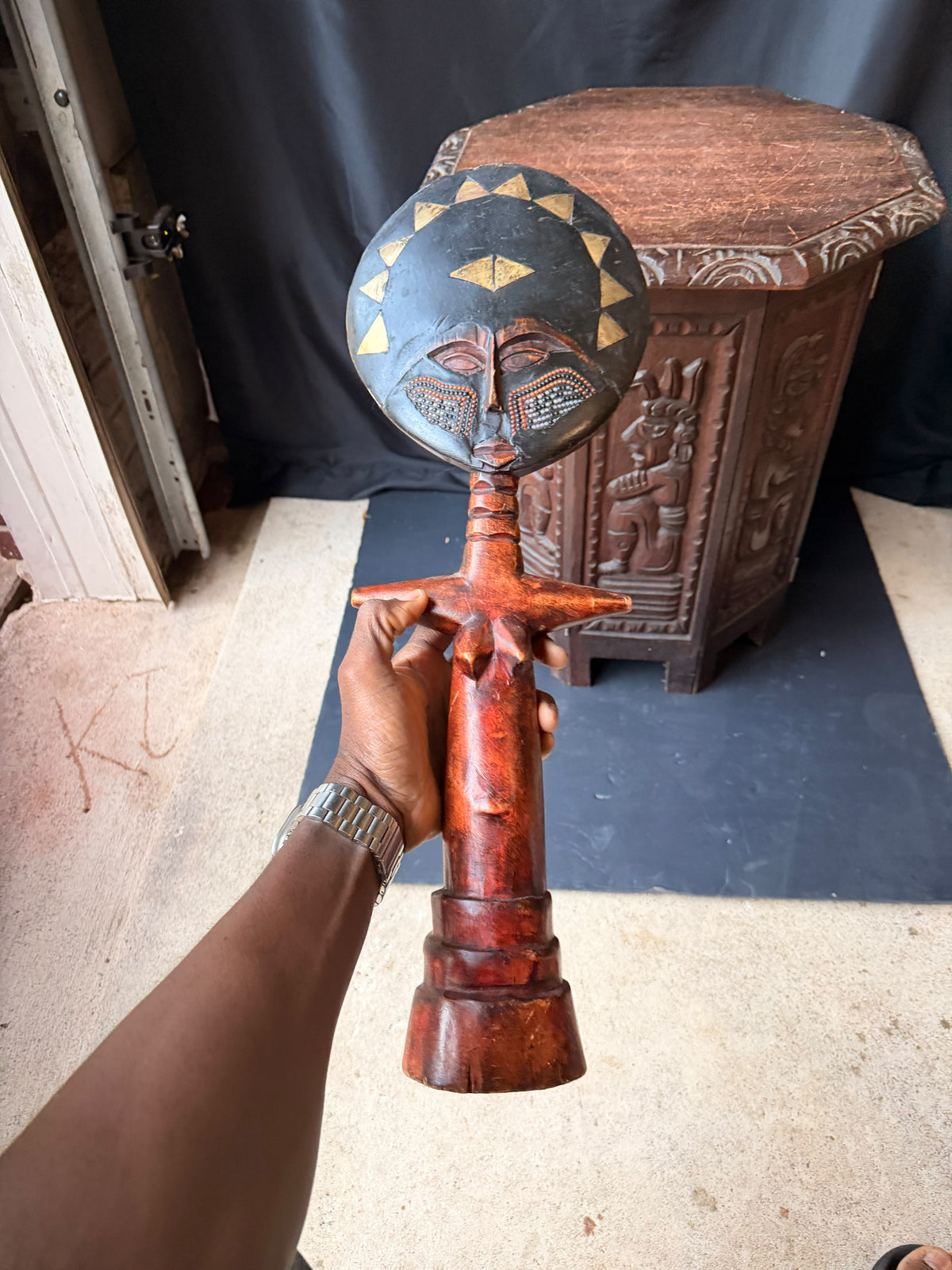 Vintage Akan Ashanti Akuaba Fertility Doll Hand Carved Wood Ghana Large 21.8 in