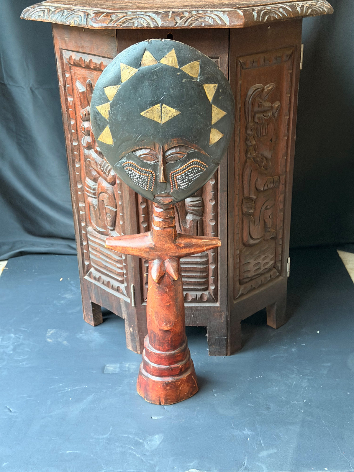 Vintage Akan Ashanti Akuaba Fertility Doll Hand Carved Wood Ghana Large 21.8 in