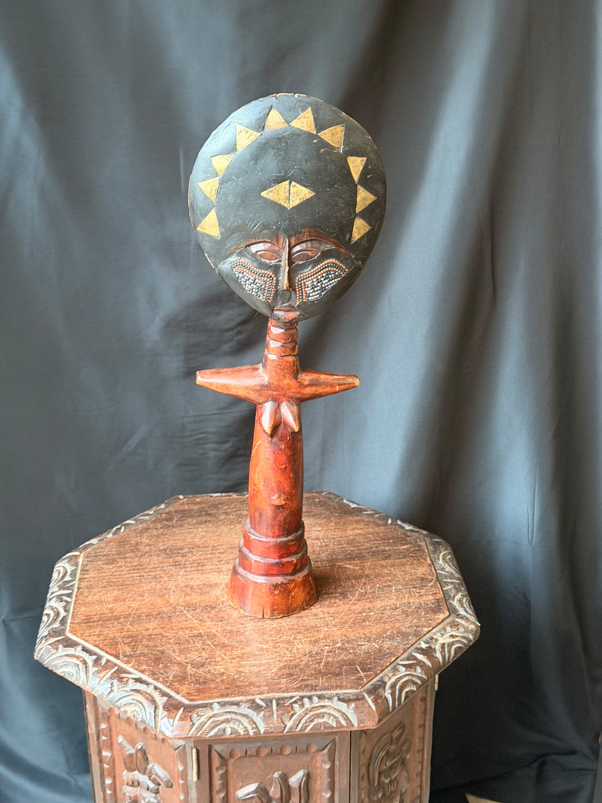 Vintage Akan Ashanti Akuaba Fertility Doll Hand Carved Wood Ghana Large 21.8 in
