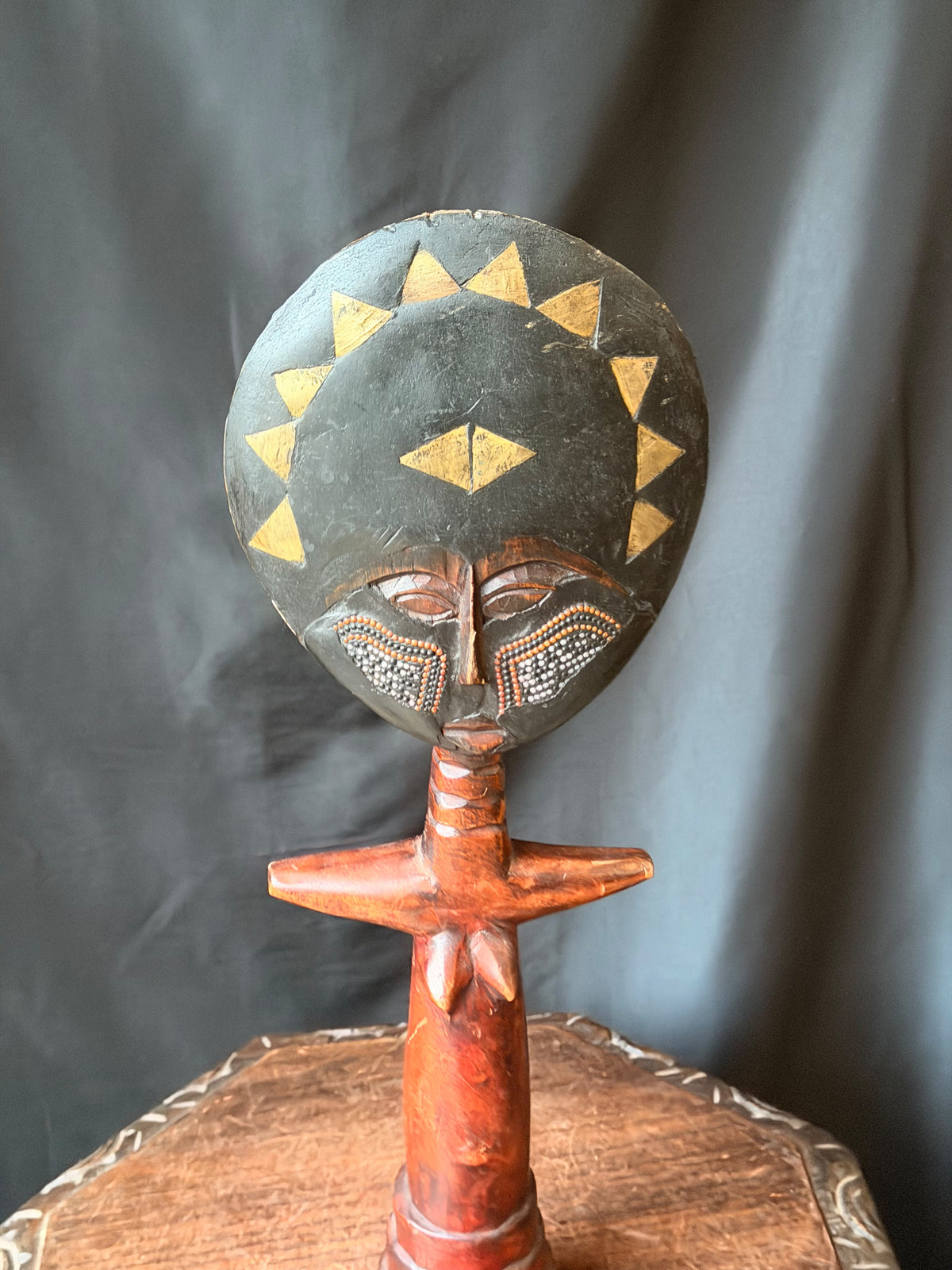Vintage Akan Ashanti Akuaba Fertility Doll Hand Carved Wood Ghana Large 21.8 in