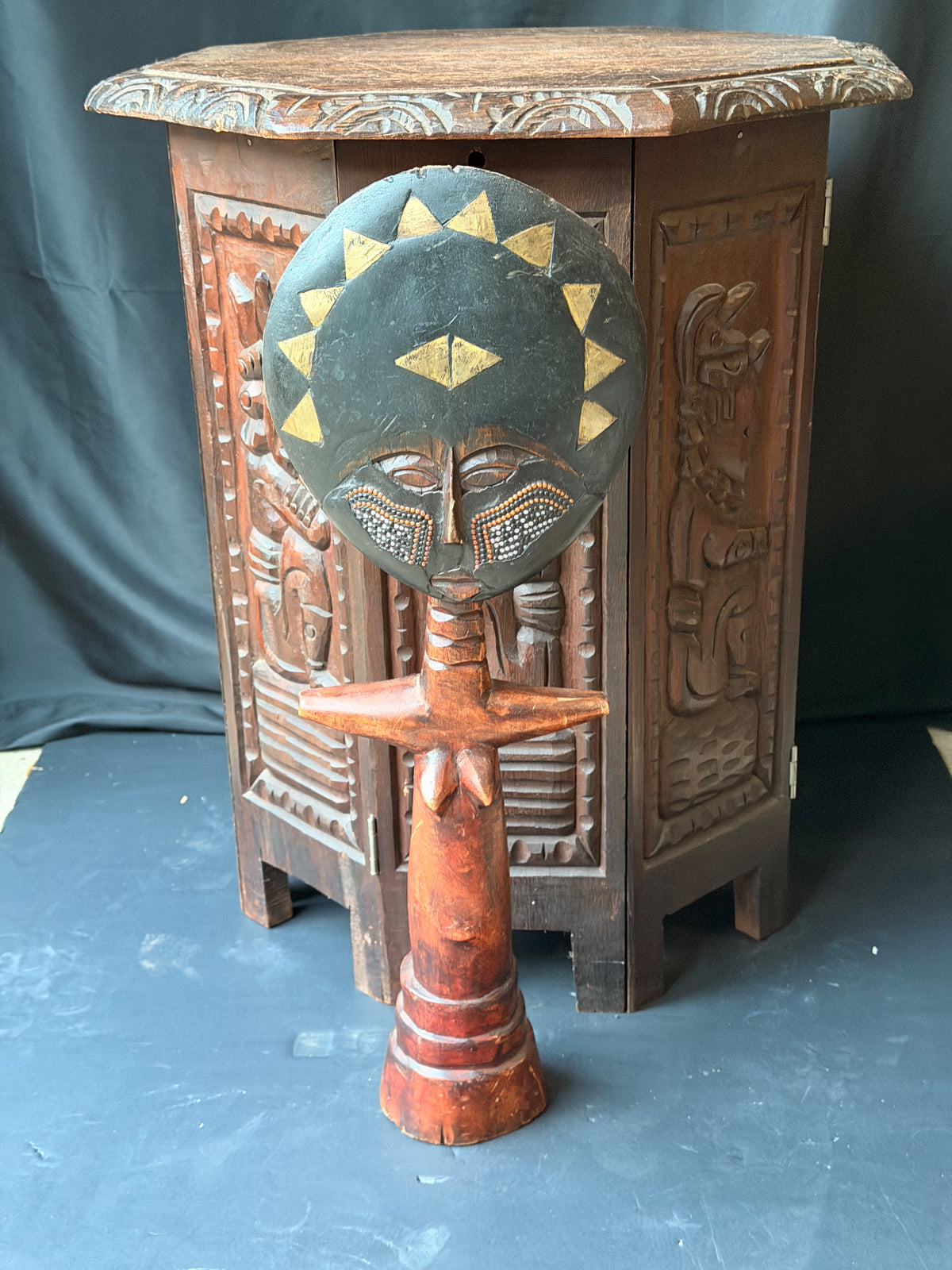 Vintage Akan Ashanti Akuaba Fertility Doll Hand Carved Wood Ghana Large 21.8 in