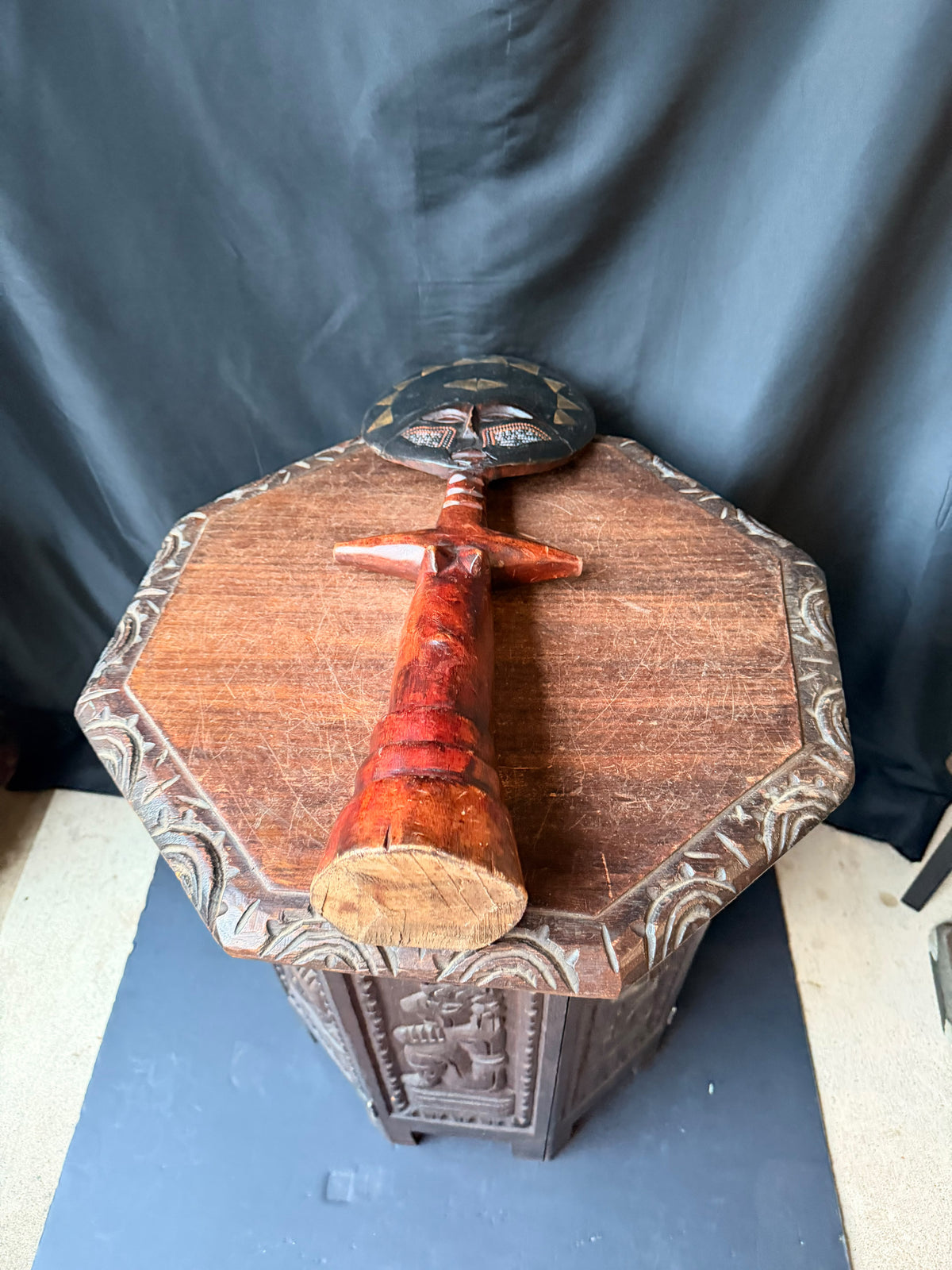Vintage Akan Ashanti Akuaba Fertility Doll Hand Carved Wood Ghana Large 21.8 in