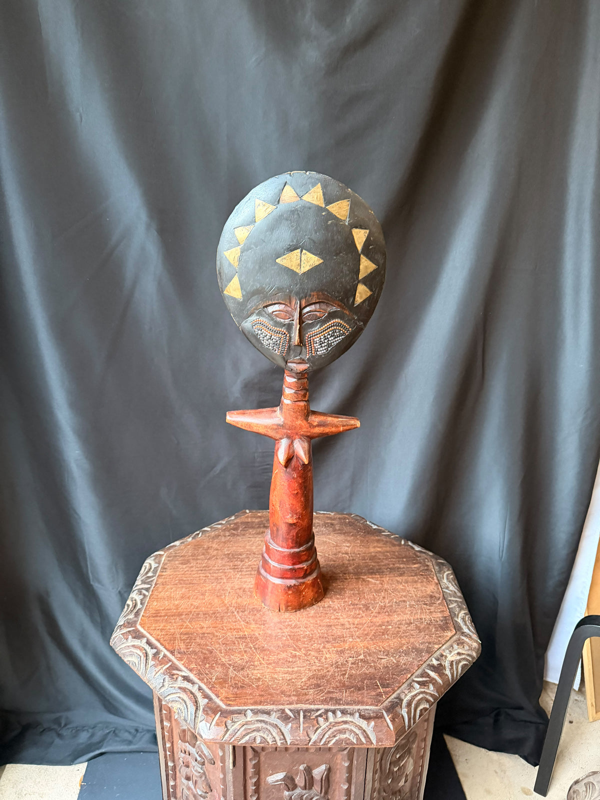 Vintage Akan Ashanti Akuaba Fertility Doll Hand Carved Wood Ghana Large 21.8 in