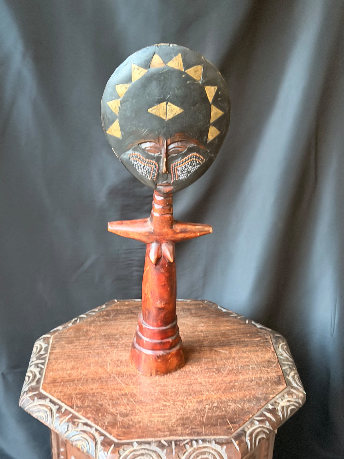 Vintage Akan Ashanti Akuaba Fertility Doll Hand Carved Wood Ghana Large 21.8 in