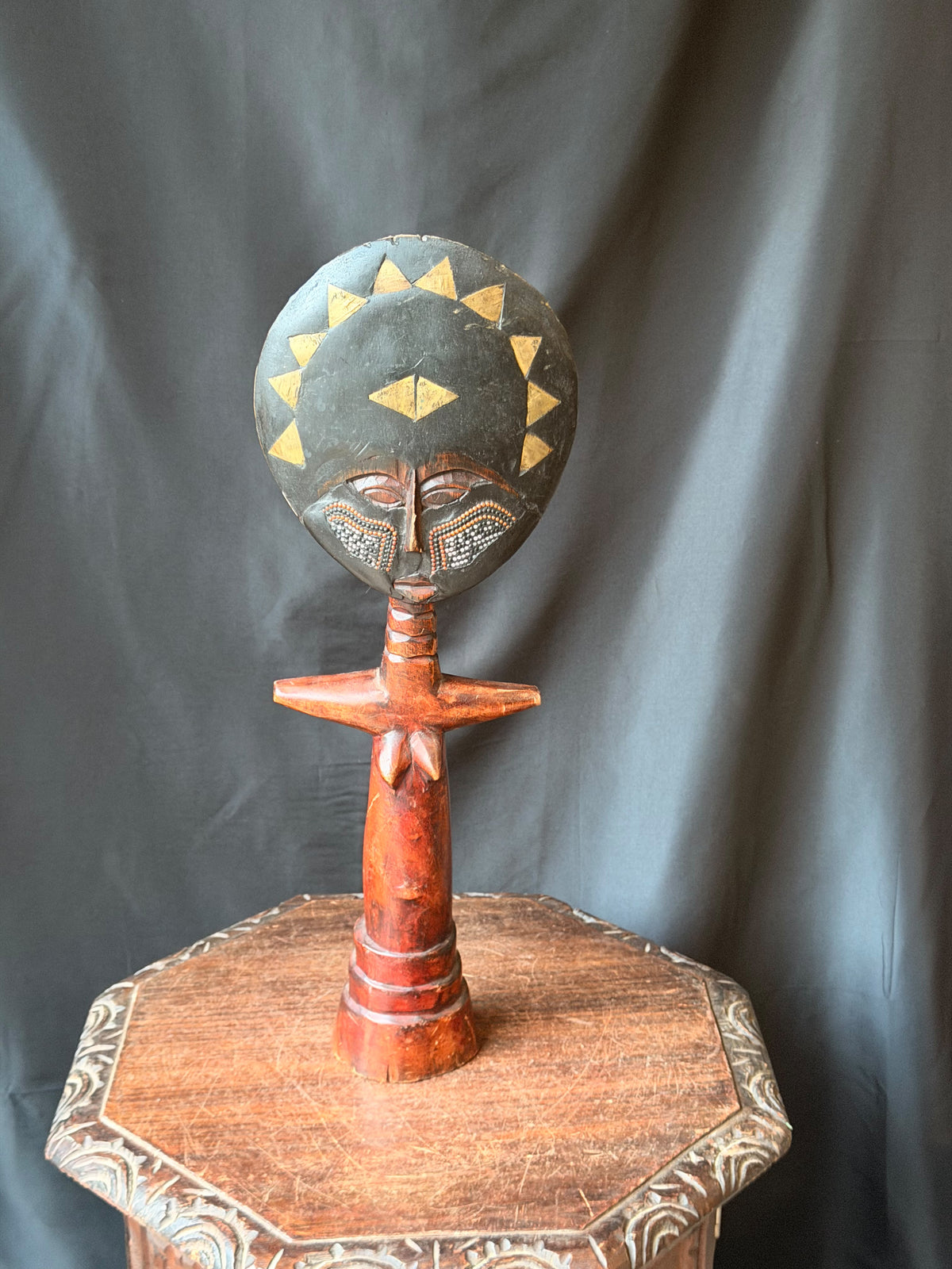 Vintage Akan Ashanti Akuaba Fertility Doll Hand Carved Wood Ghana Large 21.8 in