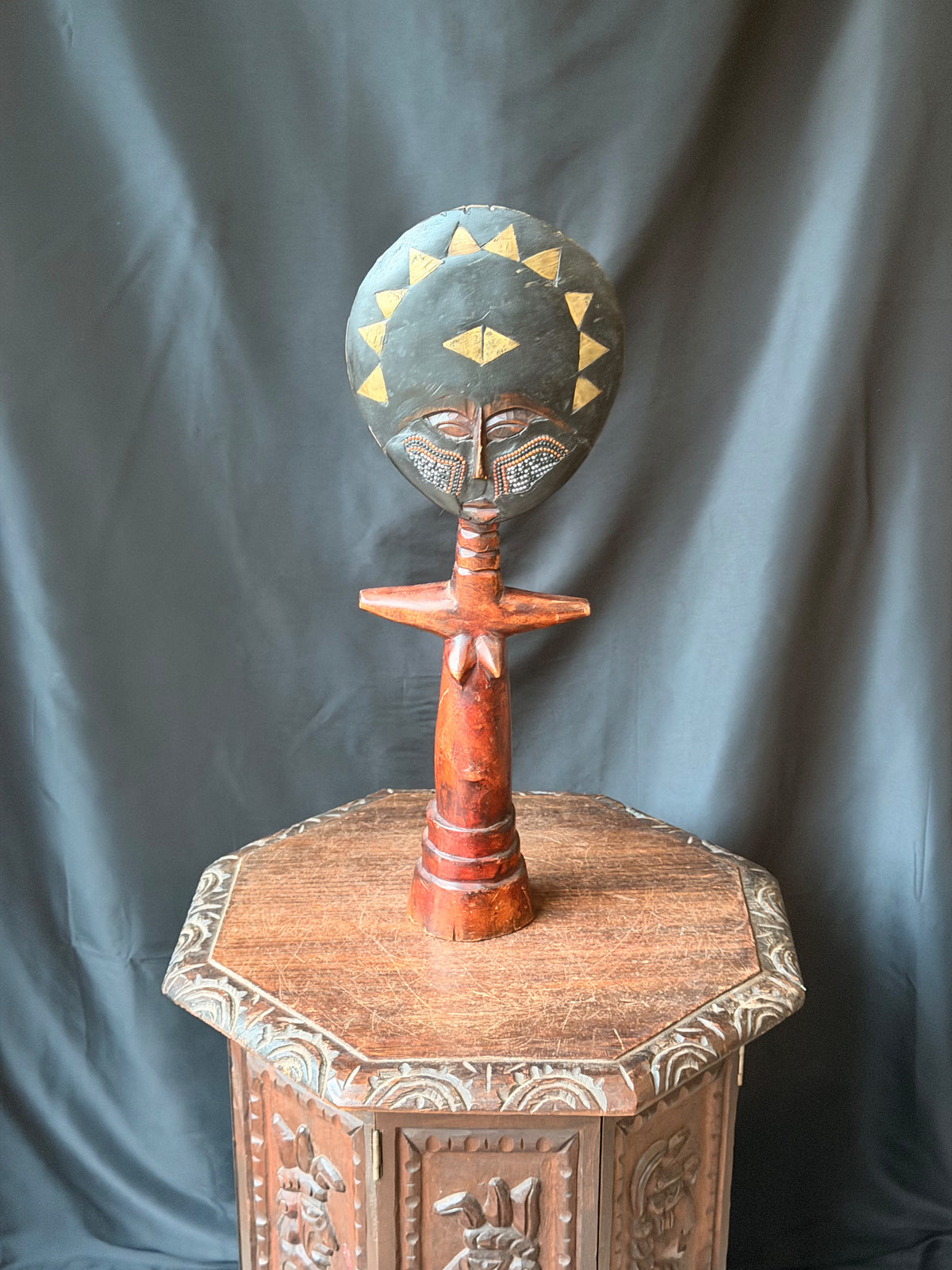 Vintage Akan Ashanti Akuaba Fertility Doll Hand Carved Wood Ghana Large 21.8 in