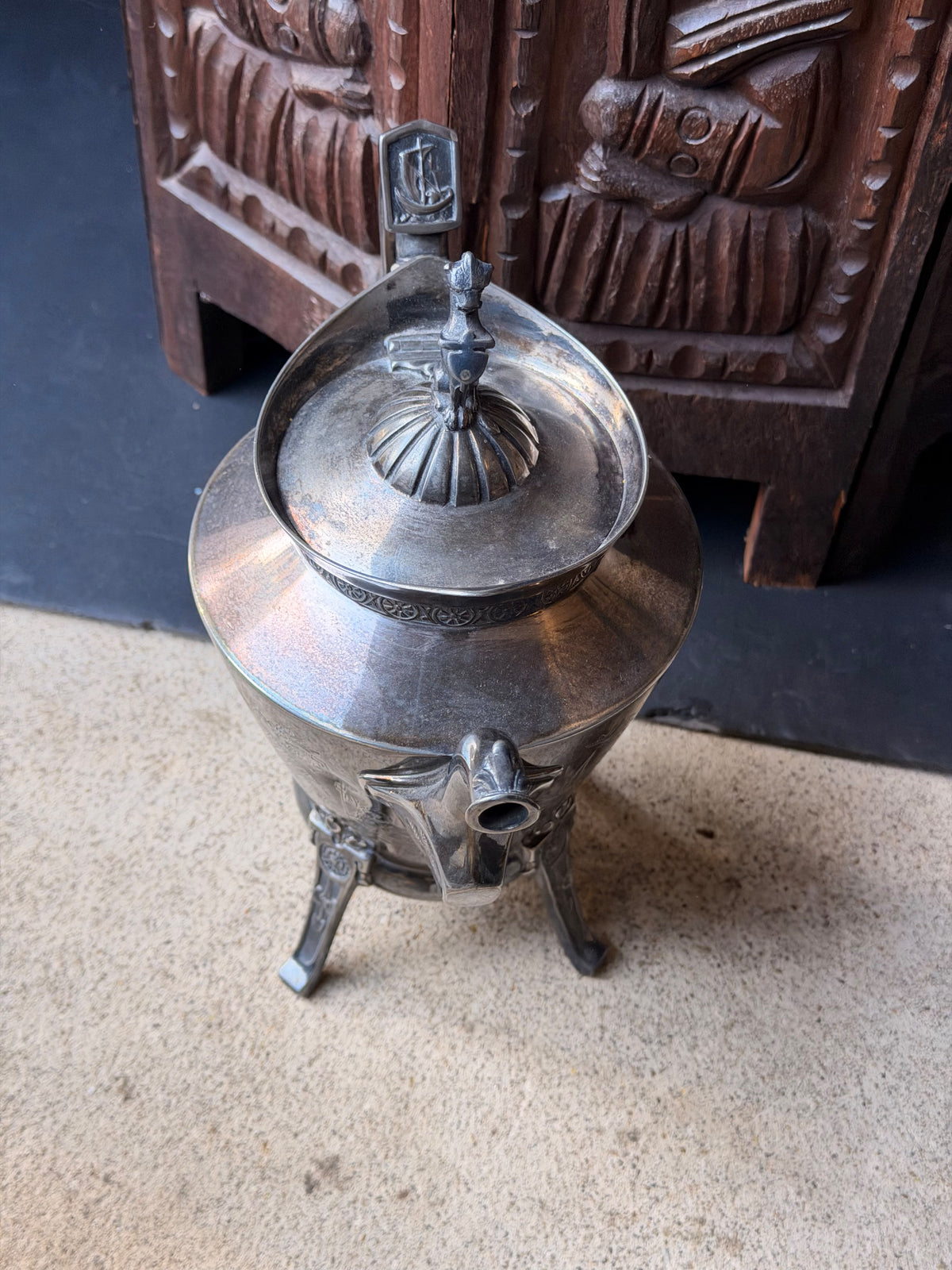 Reed & Barton Victorian Silverplate Teapot Egyptian Revival Sphinx Finial 2626