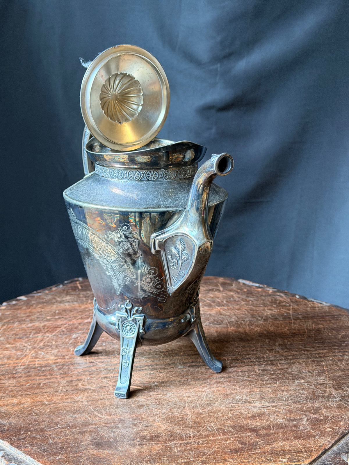 Reed & Barton Victorian Silverplate Teapot Egyptian Revival Sphinx Finial 2626