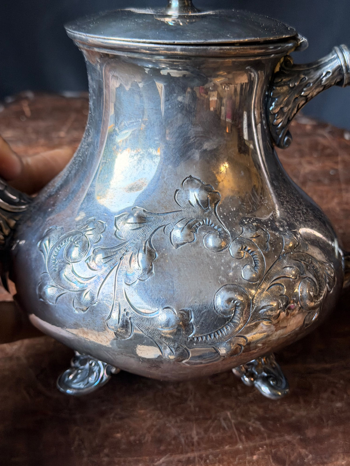 Antique Victorian Silverplate Teapot Barbour Silver Co Footed Chased 1006 7in