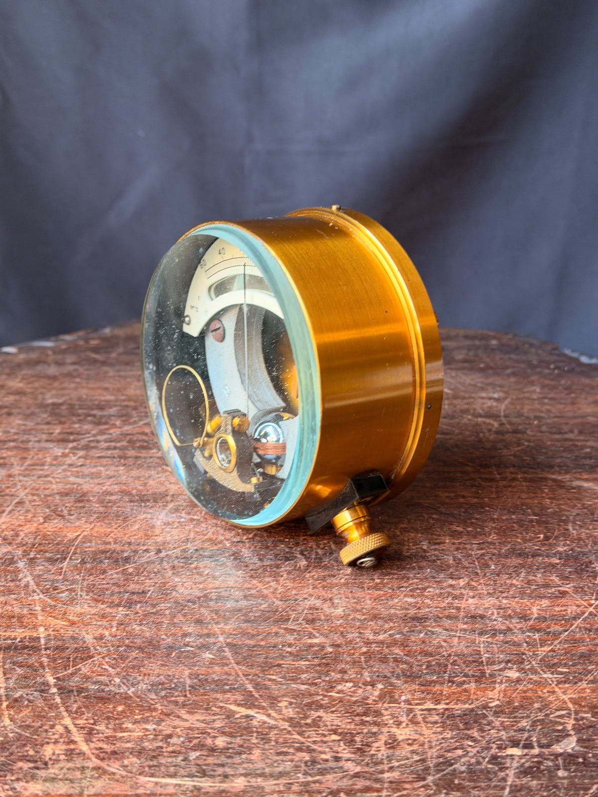 Vintage British Military Brass Galvanometer Broad Arrow No 72 Leather Case