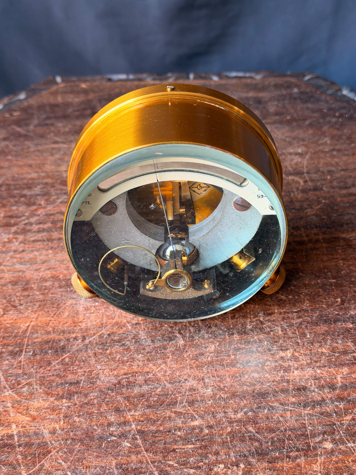 Vintage British Military Brass Galvanometer Broad Arrow No 72 Leather Case