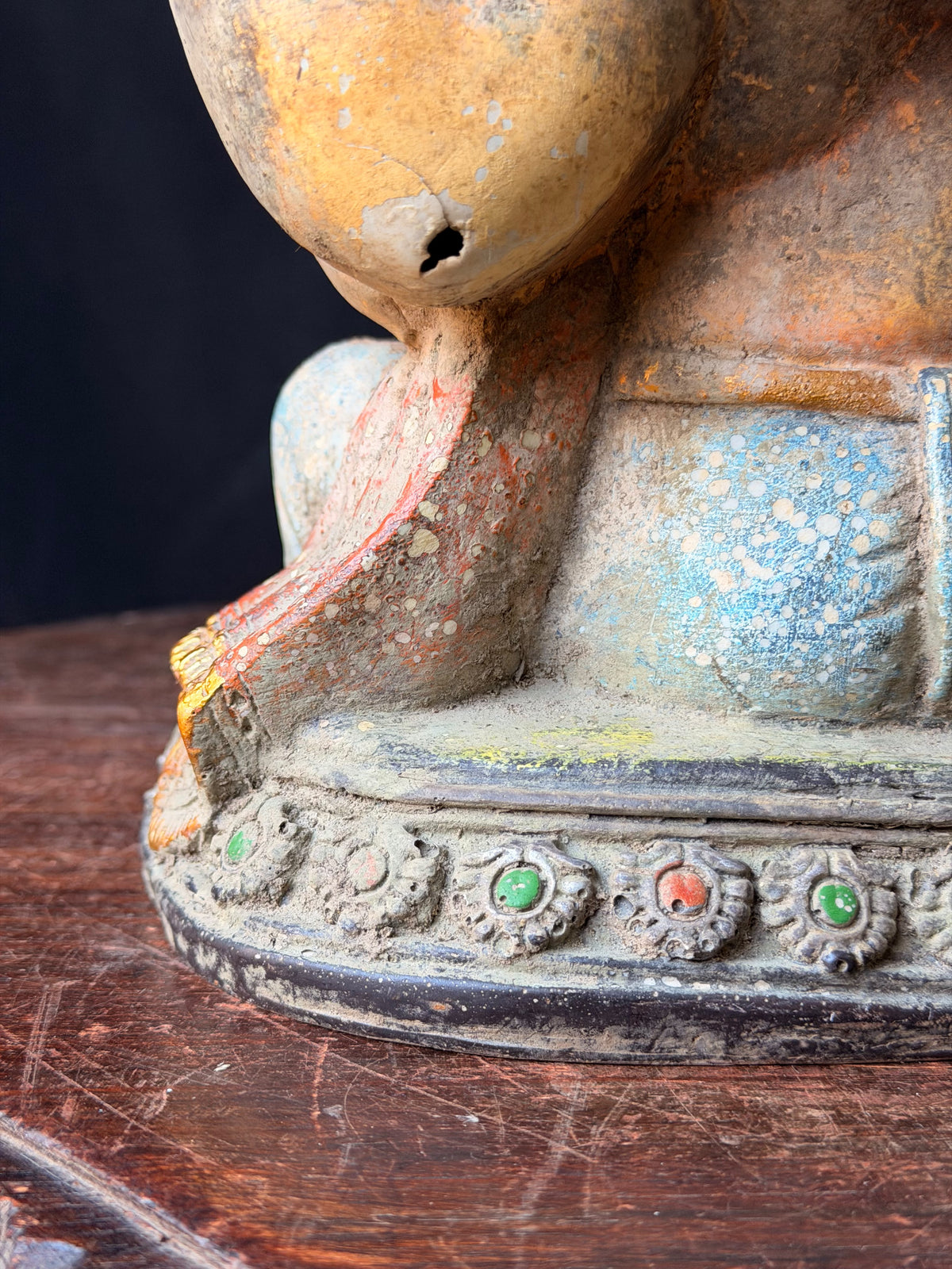 Ganesha Statue Hindu Elephant God Hand Painted Cast Figure with Mouse 12 in